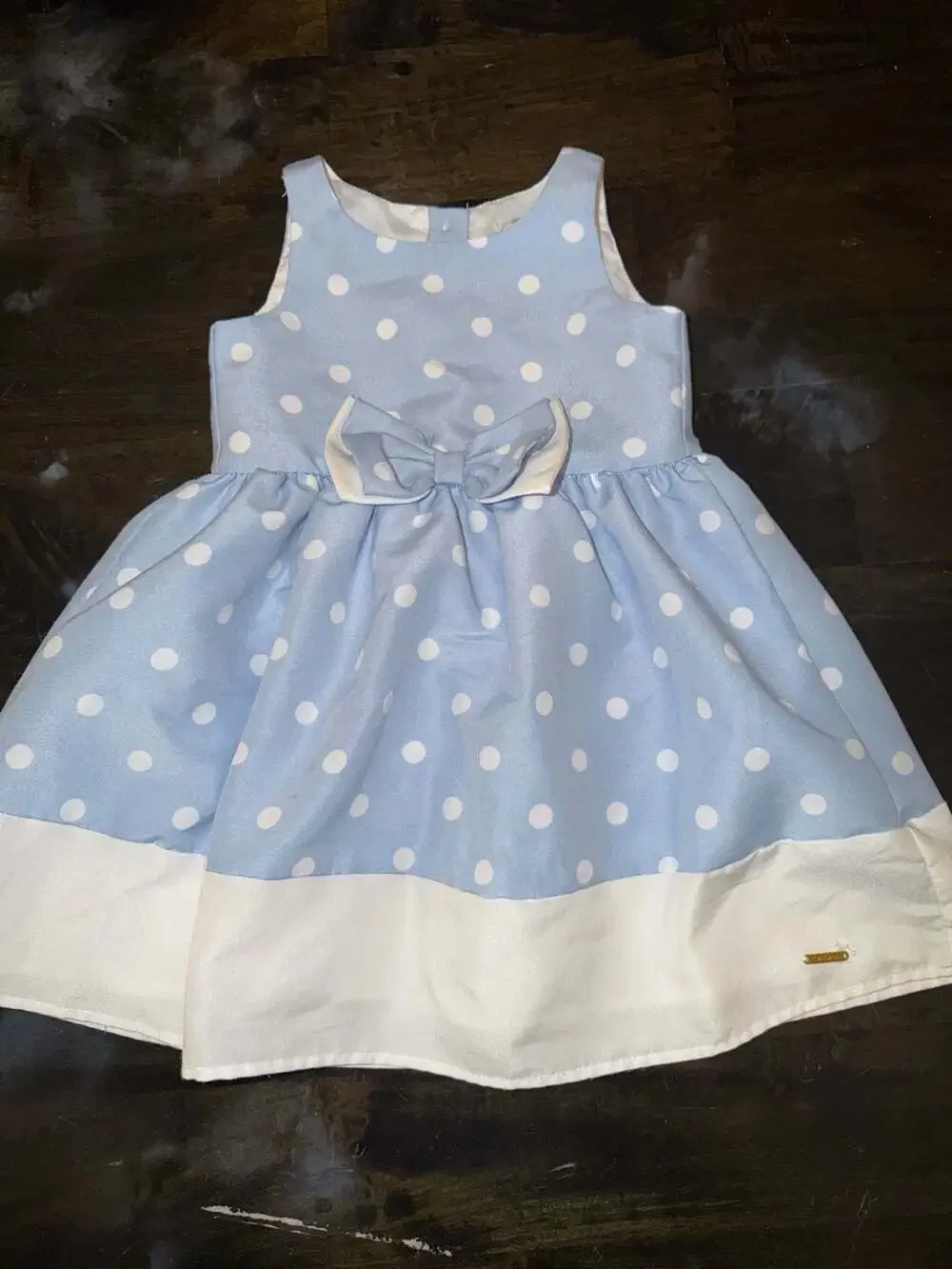 Tahari Baby Girls Blue and White Polka Dot Dress Size 2T
